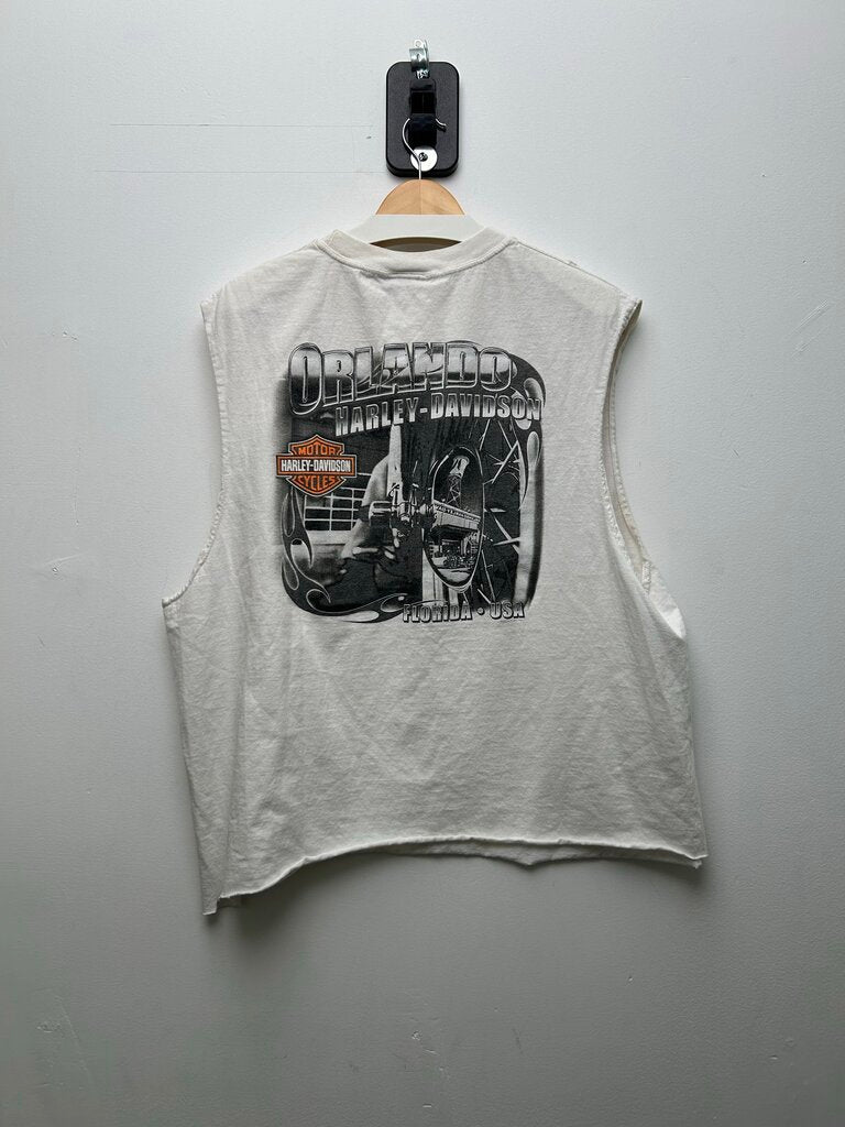 Harley Davidson White Cutoff Tee Size XXL