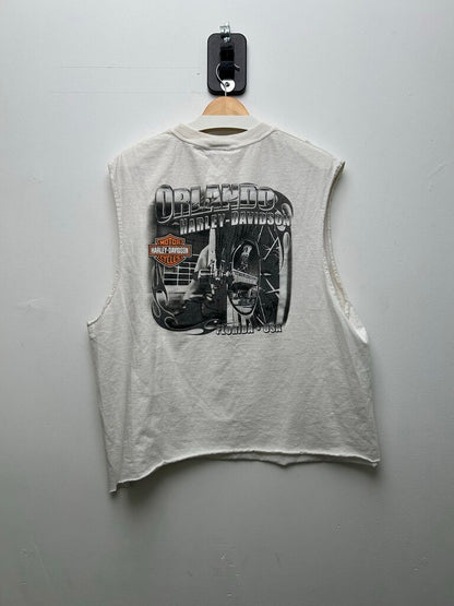 Harley Davidson White Cutoff Tee Size XXL