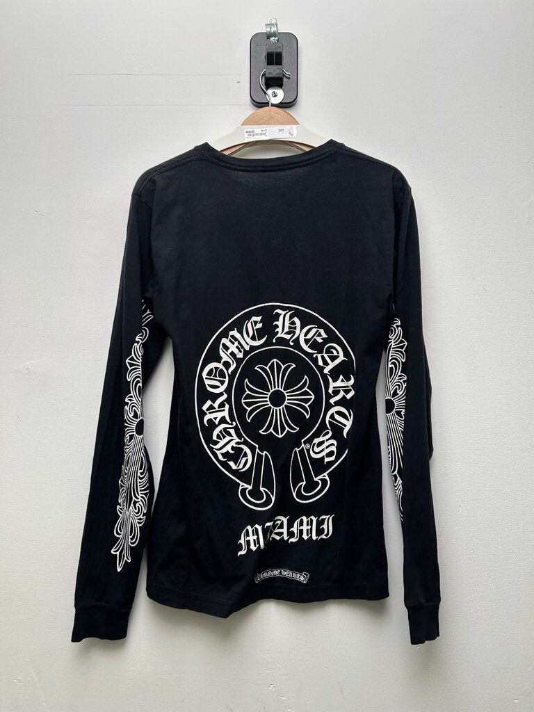 Preowned Chrome Hearts Black Miami HorseshoeTee Sz.Medium
