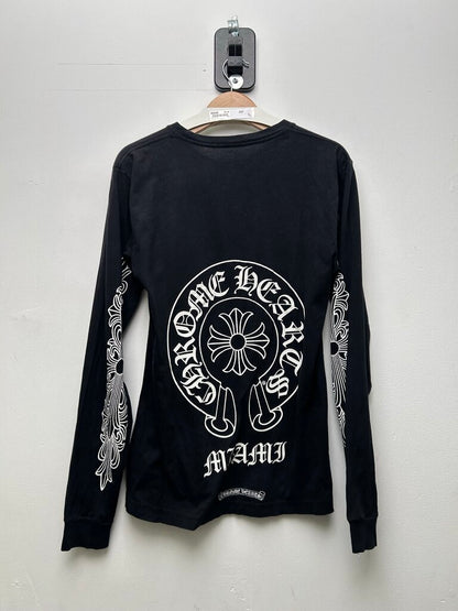 Preowned Chrome Hearts Black Miami HorseshoeTee Sz.Medium