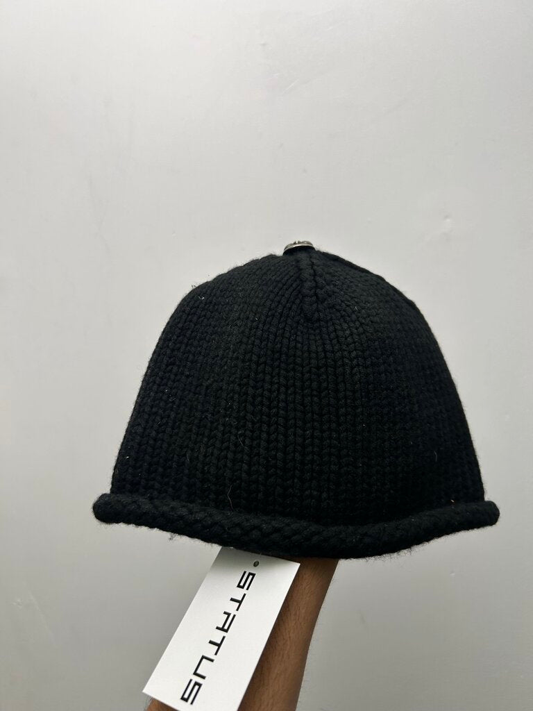 Preowned Chrome Hearts Black Knit Fleur Patch Beanie