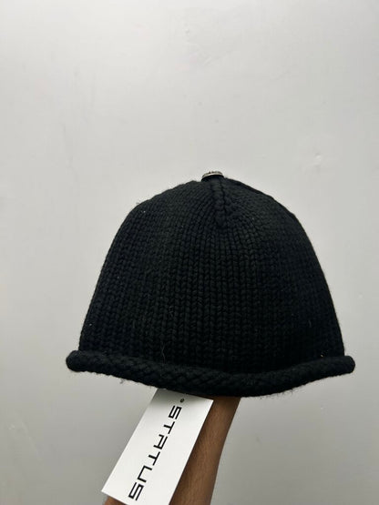 Preowned Chrome Hearts Black Knit Fleur Patch Beanie