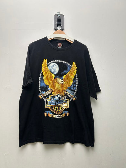 2010 Harley Davidson Passion Freedom Gold Eagle Black Tee Sz XXL
