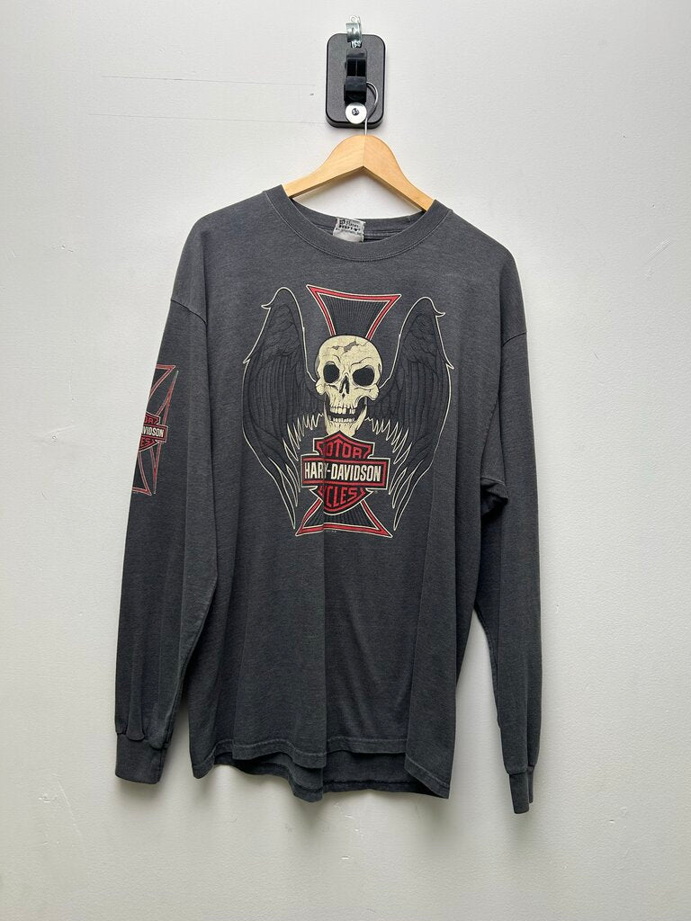 2011 Harley Davidson Skull Wing LongSleeve Grey Sz XL