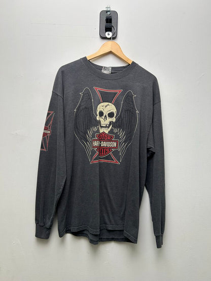 2011 Harley Davidson Skull Wing LongSleeve Grey Sz XL