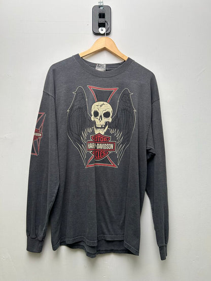 2011 Harley Davidson Skull Wing LongSleeve Grey Sz XL
