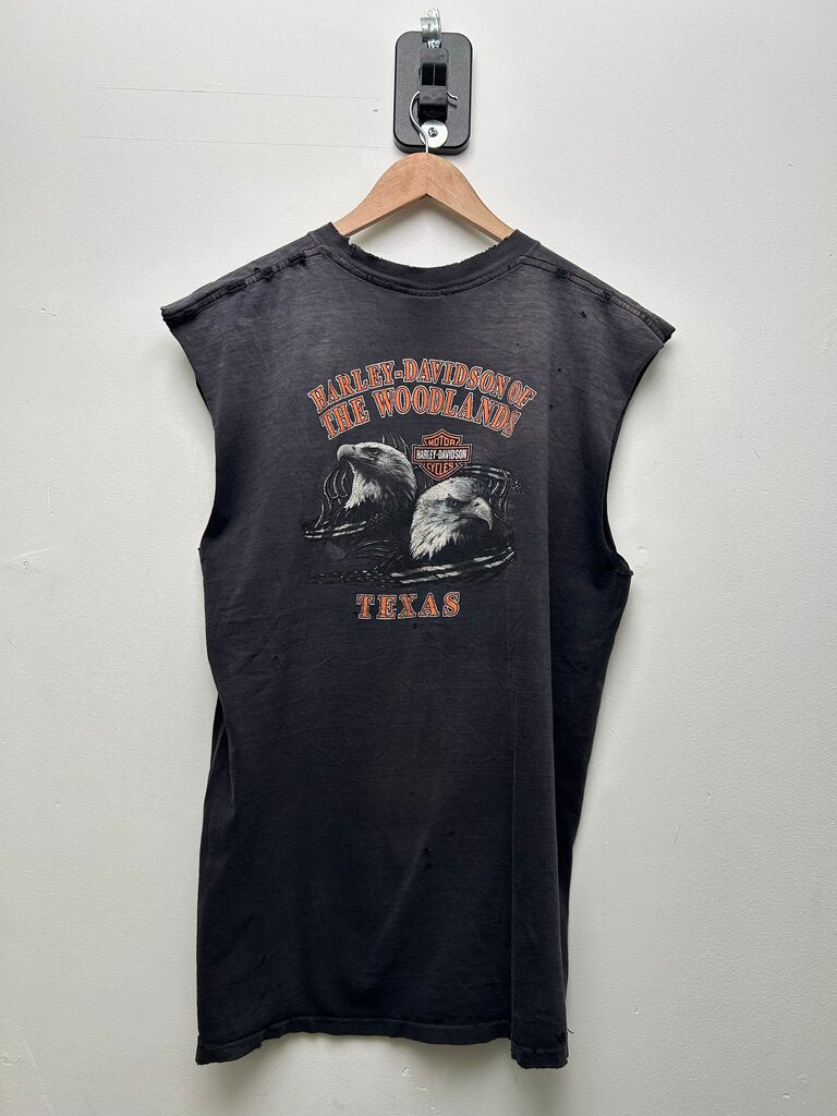 2005 Harley Davidson Eagle Woodlands Texas Cutoff Black Tee sz.XL