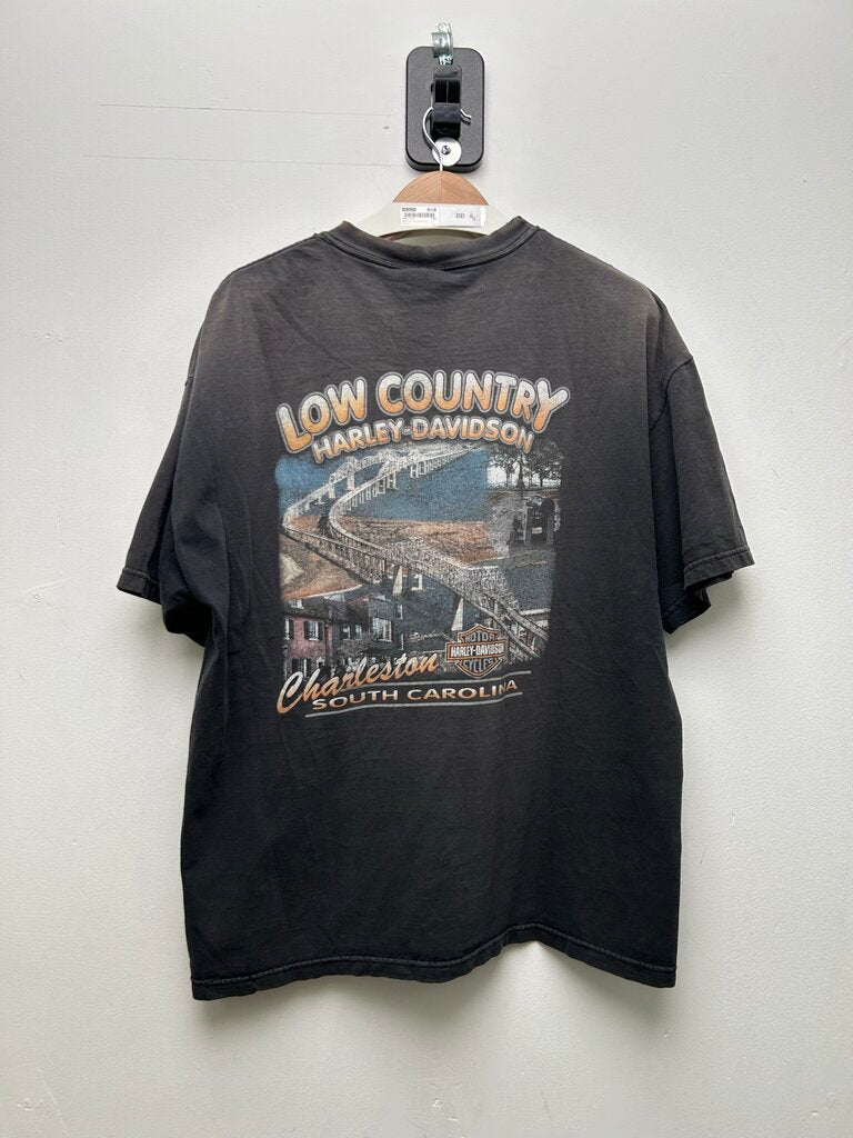 00's Harley Davidson Snake Dagger Charleston South Carolina Black Tee sz.XL