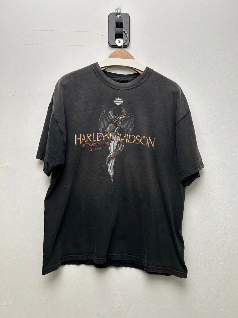 00's Harley Davidson Snake Dagger Charleston South Carolina Black Tee sz.XL