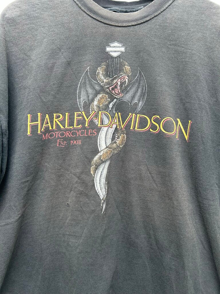 00's Harley Davidson Snake Dagger Charleston South Carolina Black Tee sz.XL