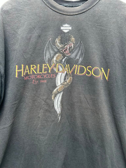 00's Harley Davidson Snake Dagger Charleston South Carolina Black Tee sz.XL