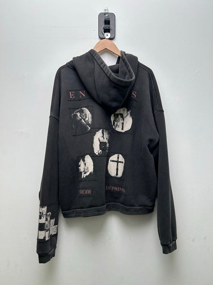 Preowned ERD Grey Red Bleach Patch zip sz.L