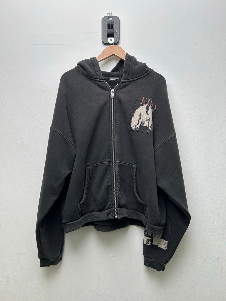 Preowned ERD Grey Red Bleach Patch zip sz.L
