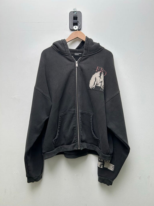 Preowned ERD Grey Red Bleach Patch zip sz.L