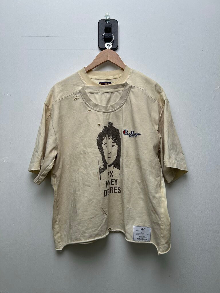 Preowned Bottega Desires White Double Tee Size Small