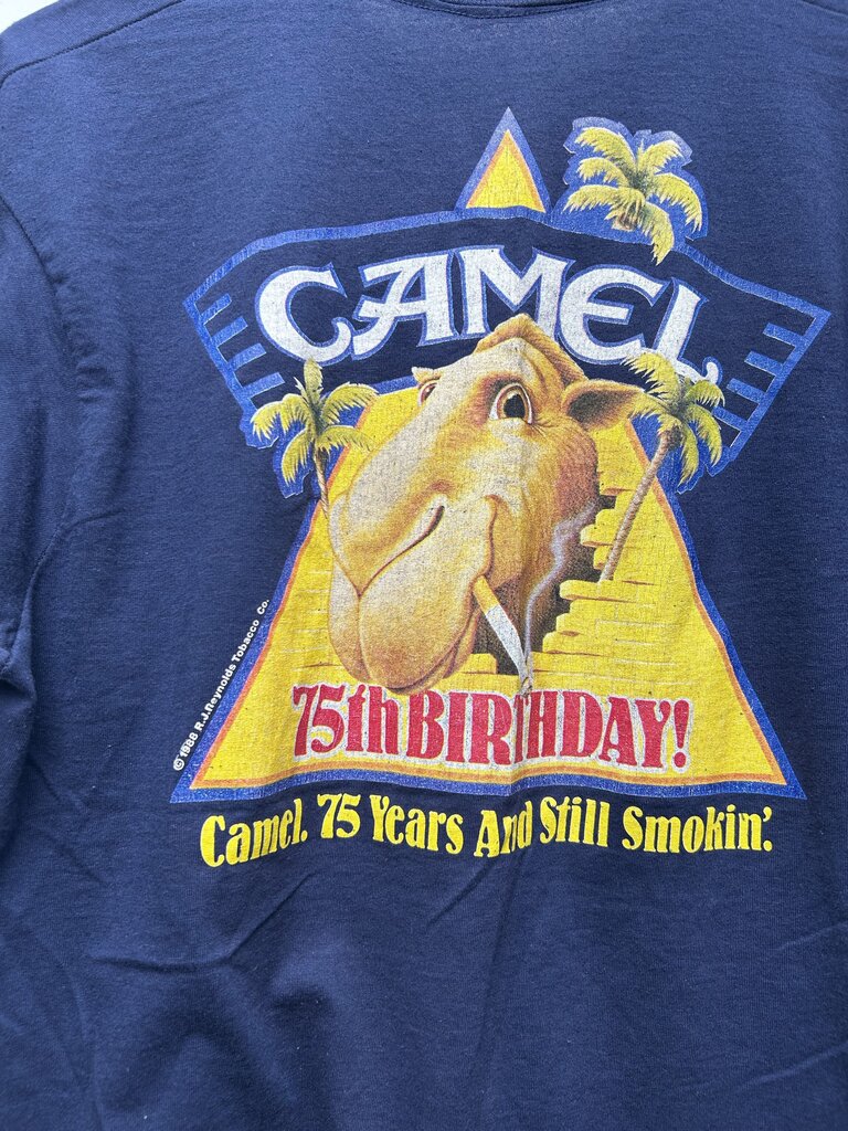 Camel 75TH Birthday Navy Tee Sz L