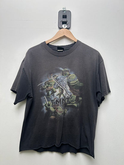 2002 Vintage TNMT Black Tee Sz M CROPPED