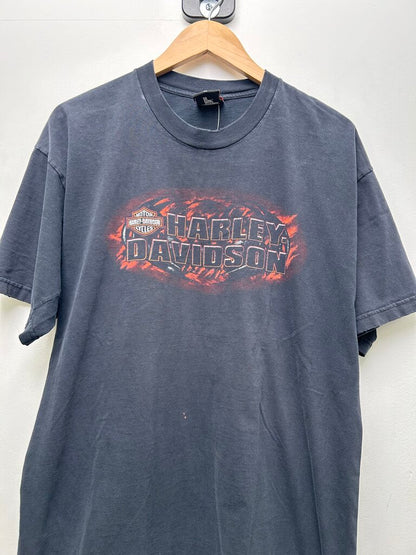 2001 Harley Davidson Tough Stuff Flame Black Tee Sz Xl