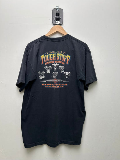 2001 Harley Davidson Tough Stuff Flame Black Tee Sz Xl