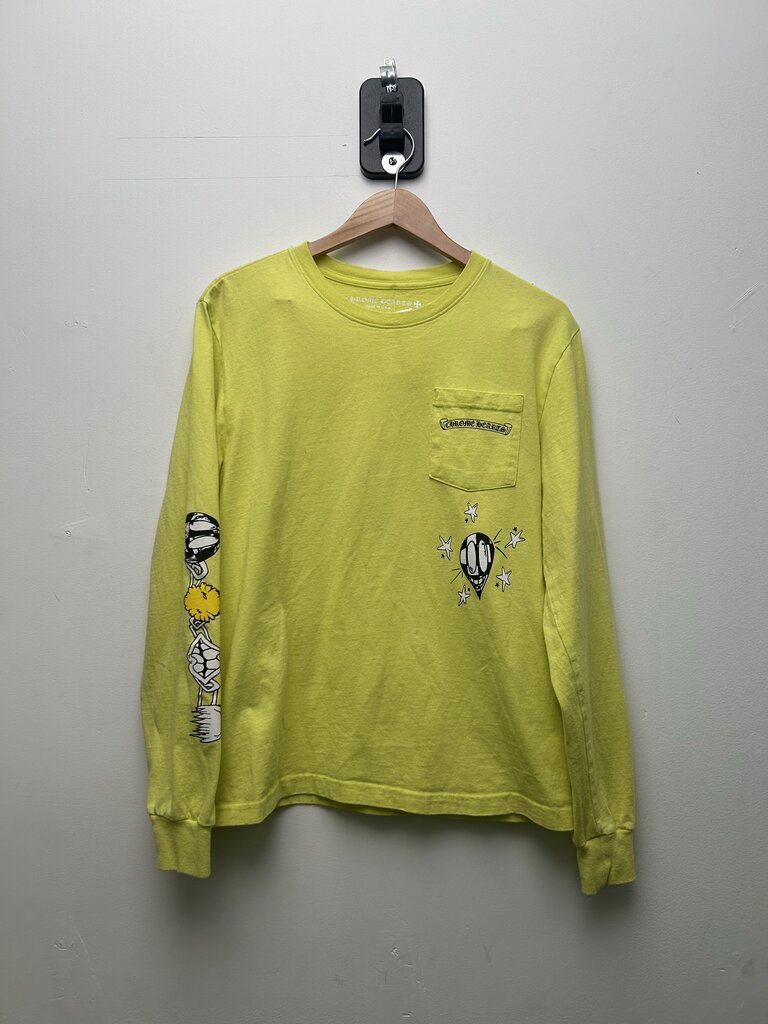 Preowned Chrome Hearts Matty Chain Link Neon Green Yellow Long Sleeve Size Medium