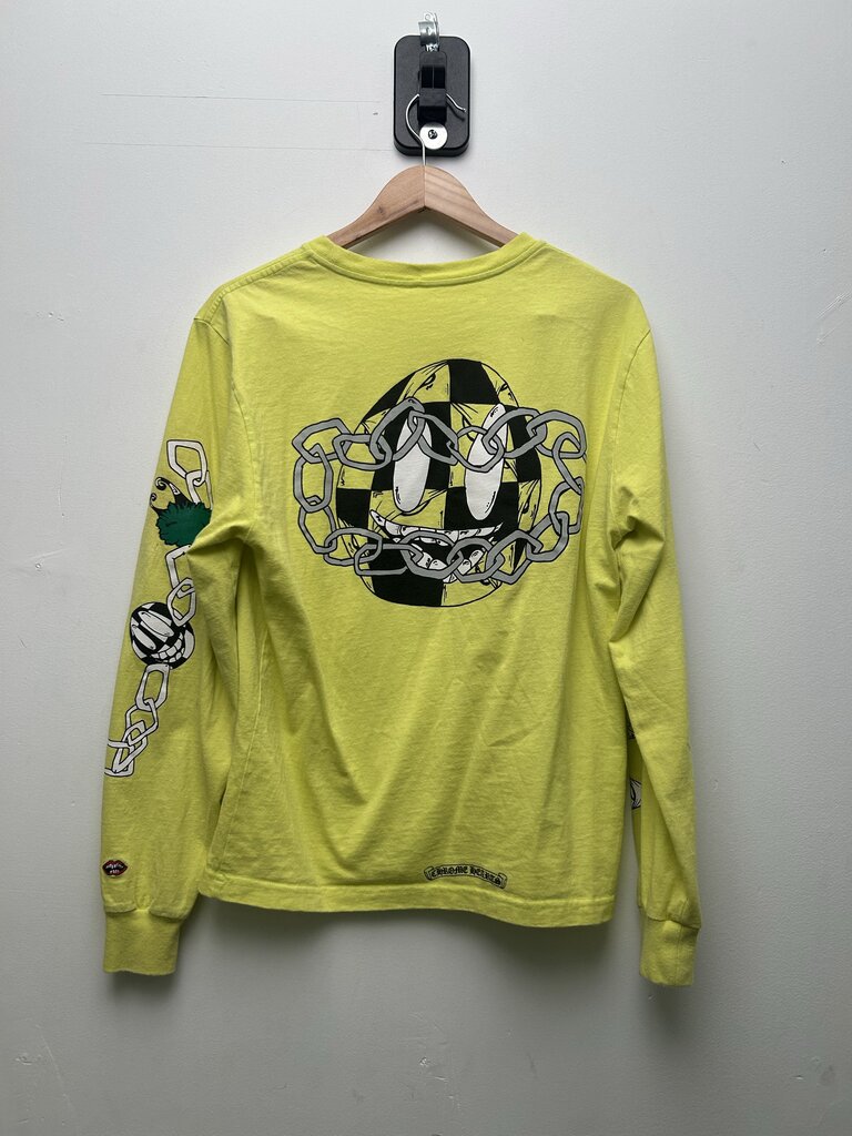 Preowned Chrome Hearts Matty Chain Link Neon Green Yellow Long Sleeve Size Medium