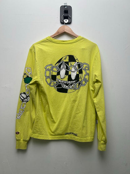 Preowned Chrome Hearts Matty Chain Link Neon Green Yellow Long Sleeve Size Medium