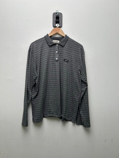 Preowned Miu Miu Grey Stripe Button Up Size Medium