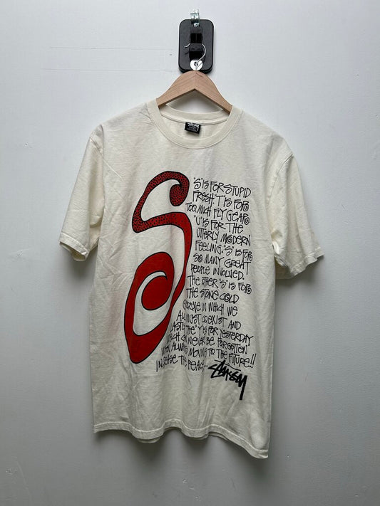 New Stussy Red Big S Talk White Tee sz.M