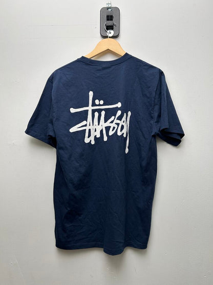 New Stussy White Big Stock Navy Tee sz.M