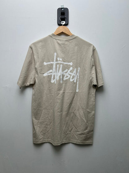 New Stussy White Big Stock Cream Smoke Tee sz.M