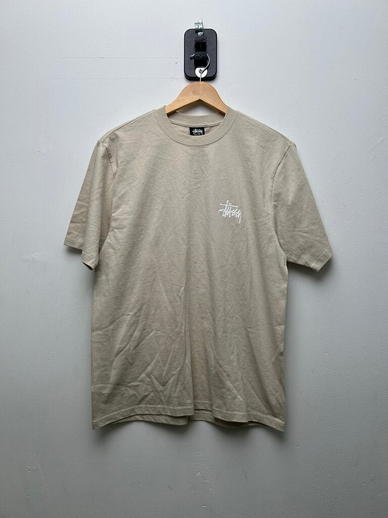 New Stussy White Big Stock Cream Smoke Tee sz.M