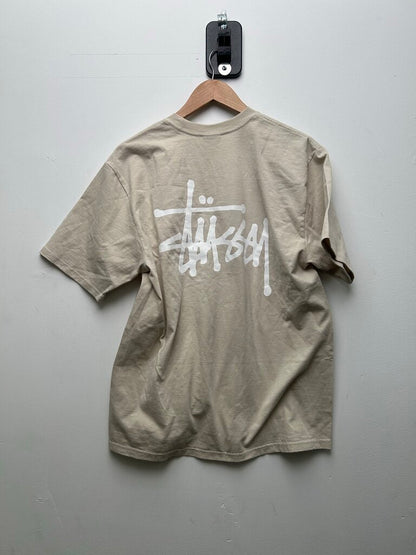 New Stussy White Big Stock Cream Smoke Tee sz.M