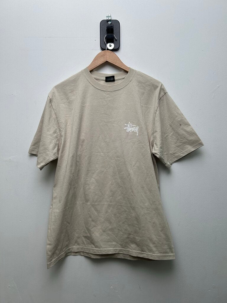 New Stussy White Big Stock Cream Smoke Tee sz.M