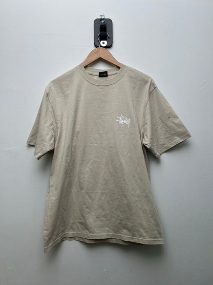 New Stussy White Big Stock Cream Smoke Tee sz.M