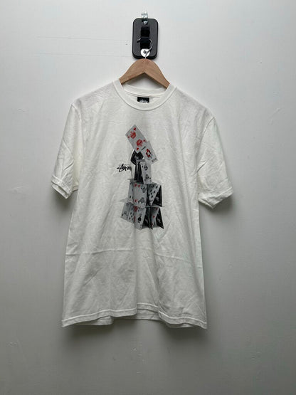 New Stussy Red House of Cards White Tee sz.M