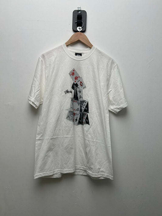 New Stussy Red House of Cards White Tee sz.M