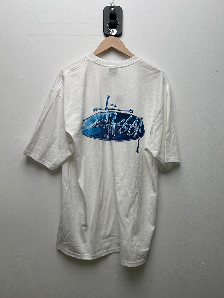 New Stussy Blue Wave Logo White Tee sz.XL