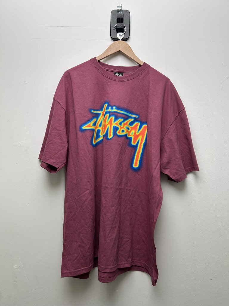 New Stussy Thermal Infrared Logo Berry Purple Tee sz.XXL 2XL