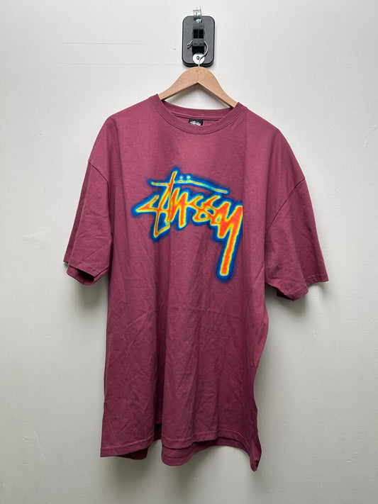New Stussy Thermal Infrared Logo Berry Purple Tee sz.XXL 2XL