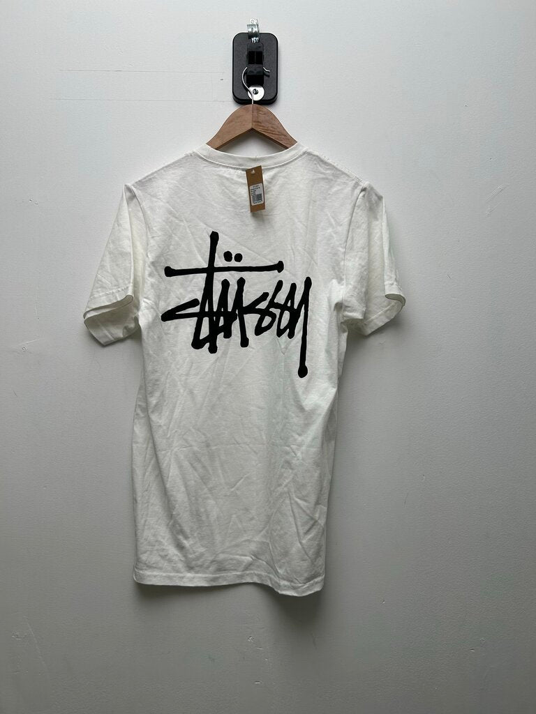 New Stussy Black Big Stock WHite Tee sz.S