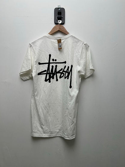 New Stussy Black Big Stock WHite Tee sz.S