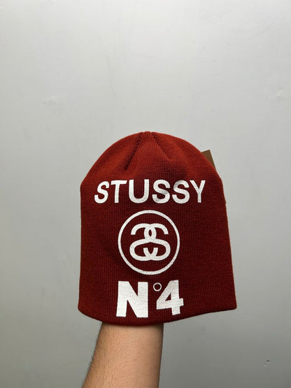 New Stussy No 4 Maroon Skull Cap Beanie