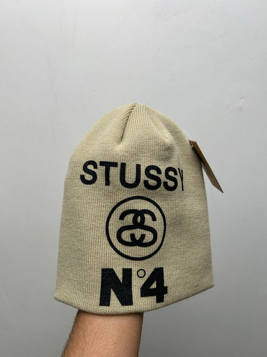 New Stussy No 4 Bone Tan Skull Cap Beanie