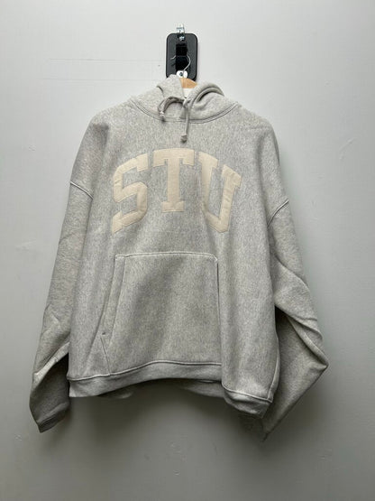 New Stussy STU Cream Patch Ash Heather Grey Hoodie sz.XL