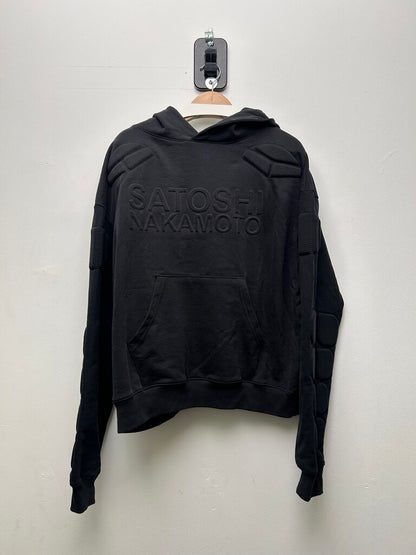 Preowned Satoshi Black Padded Logo Hoodie Sz.Medium