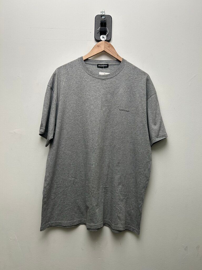 Preowned Balenciaga Grey Small Logo Tee Sz.Large