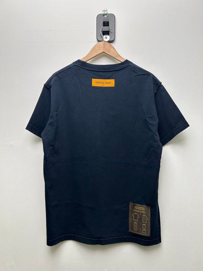Preowned Louis Vuitton Navy Blank Tag Tee Sz.Small