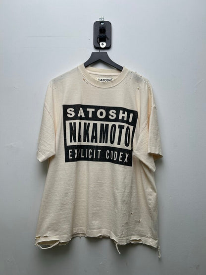 Preowned Satoshi Explicit Content White Tee Size Large