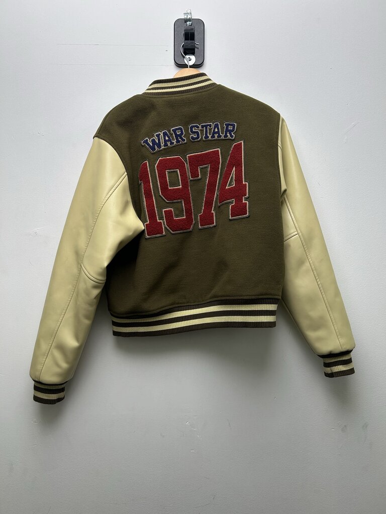 Preowned 74iswar Olive Cream Varsity Jacket Size Medium