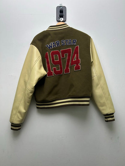 Preowned 74iswar Olive Cream Varsity Jacket Size Medium